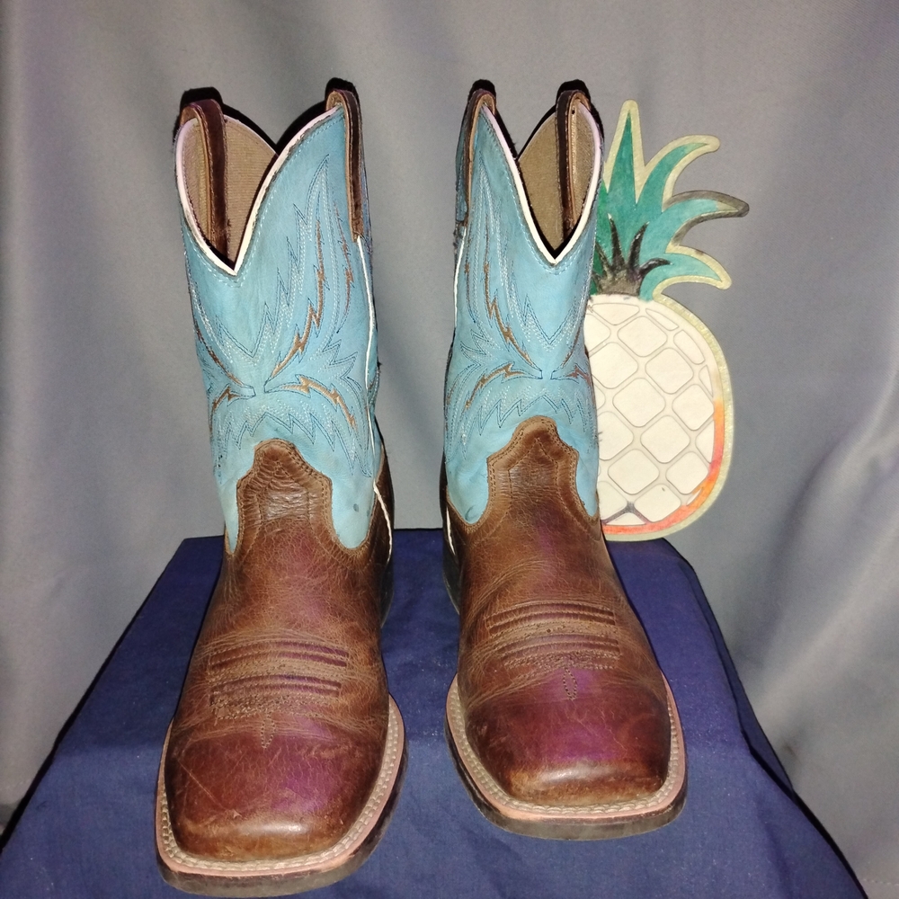 Kids' Western Boots in Brown and Blue
